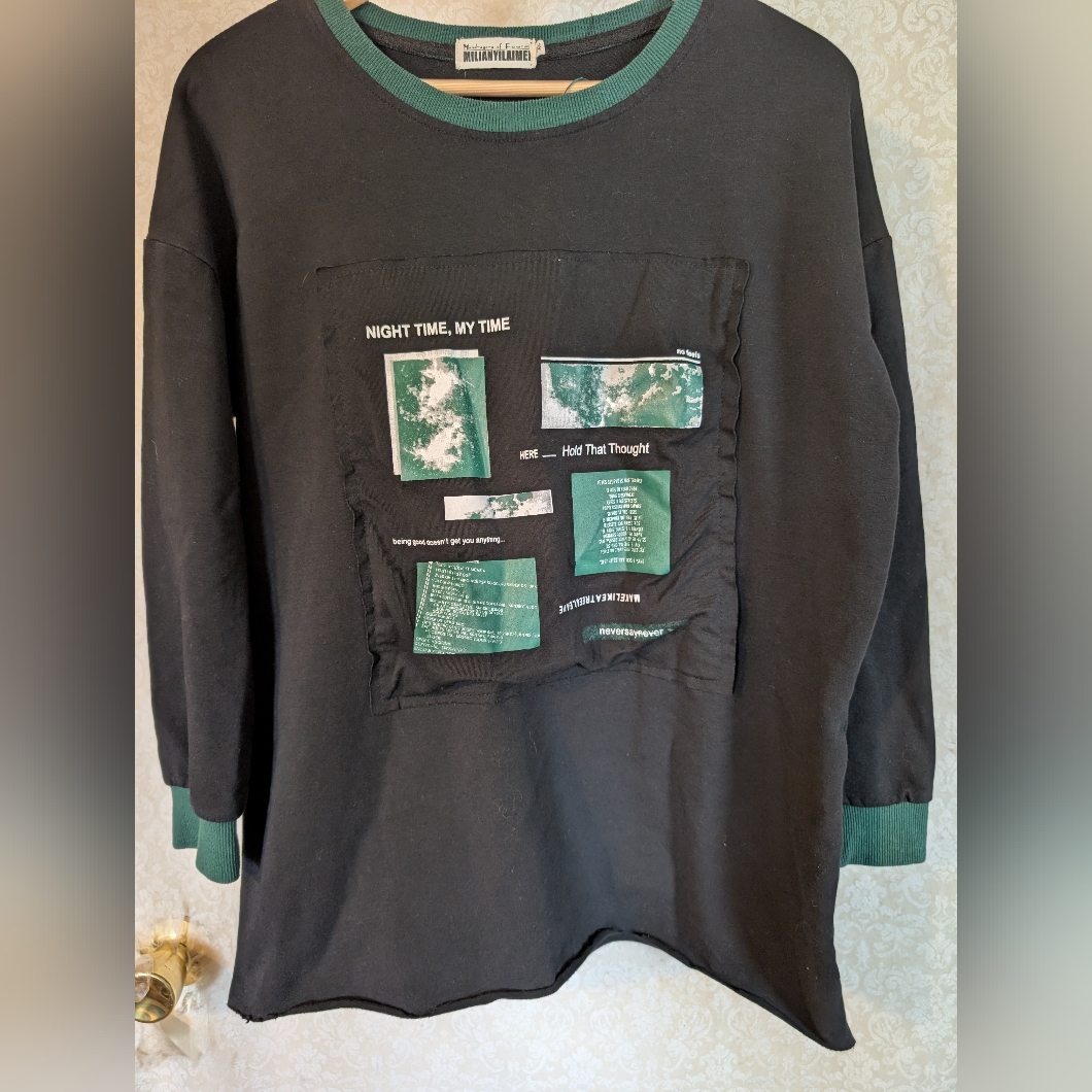 Milianyilaimei Long Sleeve Shirt Sz. Xl Graphic Black Green